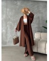Kahve Kimono Bürümcük Uzun Takım Elbise