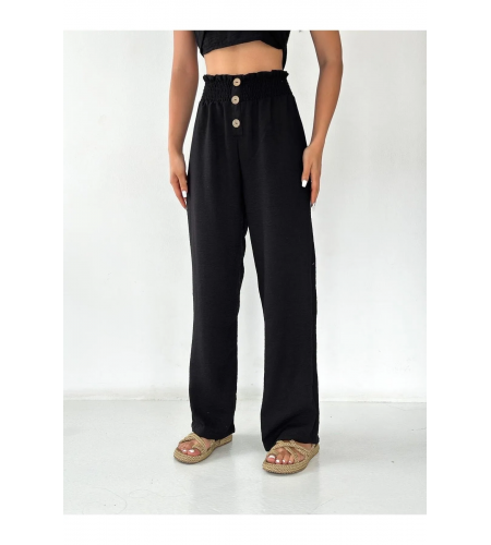 Keten Boyundan Bağlamalı Düğmeli Pantolon Takım