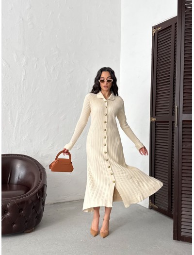 Endam Düğmeli Elbise Beyaz