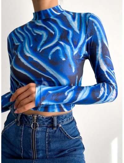 Dijital Baskılı Uzun Kol Bluz