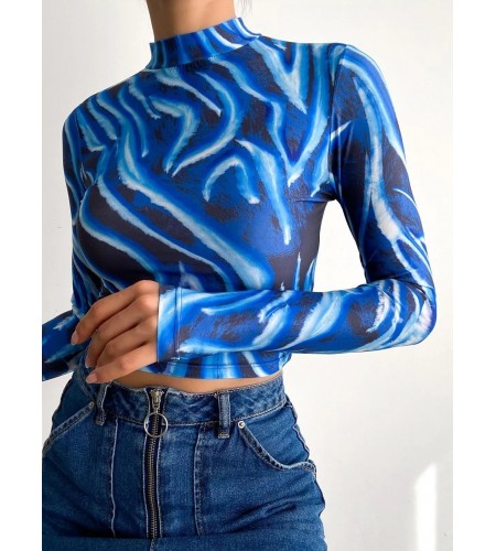 Dijital Baskılı Uzun Kol Bluz