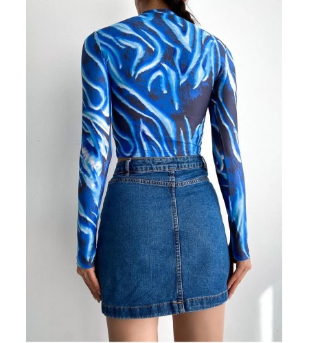 Dijital Baskılı Uzun Kol Bluz