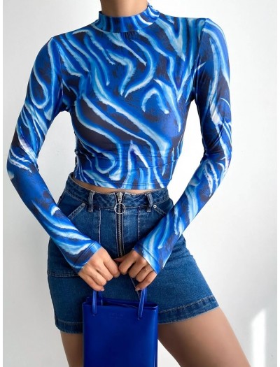 Dijital Baskılı Uzun Kol Bluz