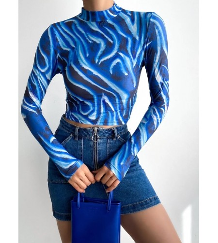 Dijital Baskılı Uzun Kol Bluz