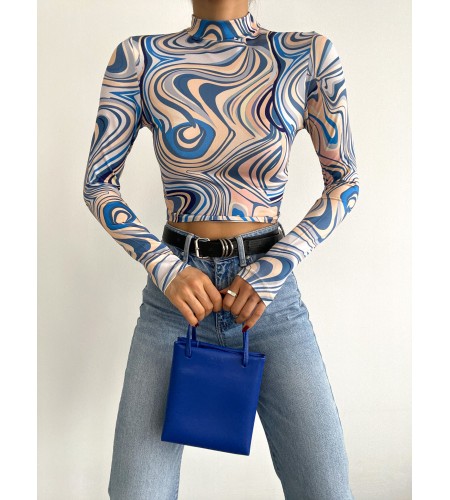 Dijital Baskılı Uzun Kol Bluz