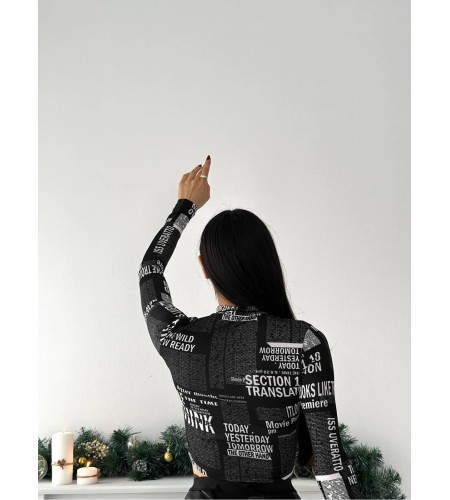 Dijital Baskılı Uzun Kol Bluz