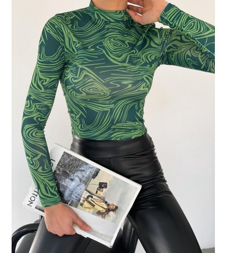 Dijital Baskılı Uzun Kol Bluz