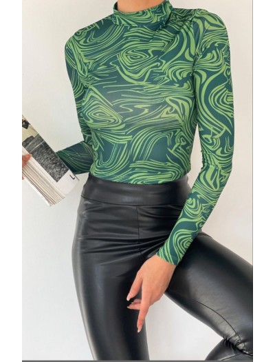 Dijital Baskılı Uzun Kol Bluz