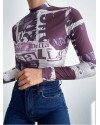 Dijital Baskılı Uzun Kol Bluz