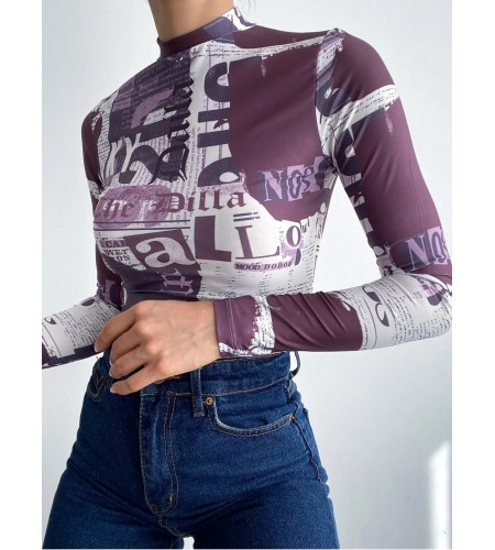 Dijital Baskılı Uzun Kol Bluz