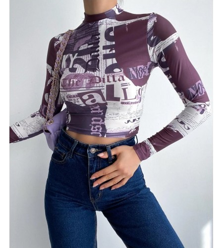 Dijital Baskılı Uzun Kol Bluz