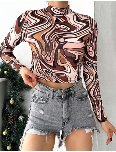 Dijital Baskılı Uzun Kol Bluz