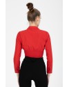 Kırmızı Beli Lastikli Crop Gömlek