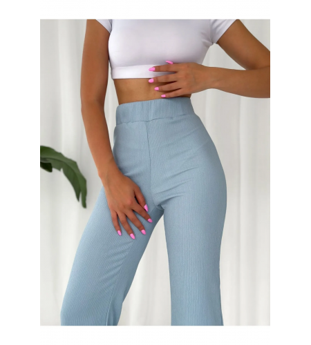 Mavi Bol Paça Bürümcük Palazzo Pantolon