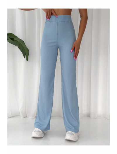 Mavi Bol Paça Bürümcük Palazzo Pantolon