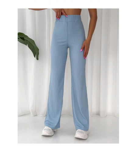 Mavi Bol Paça Bürümcük Palazzo Pantolon