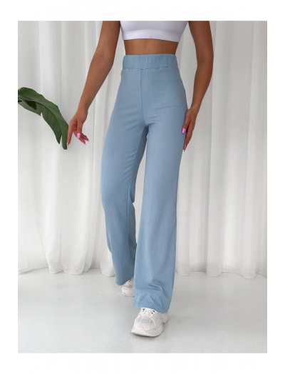 Mavi Bol Paça Bürümcük Palazzo Pantolon