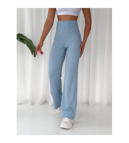 Mavi Bol Paça Bürümcük Palazzo Pantolon