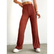 Kahve Bol Paça Bürümcük Palazzo Pantolon