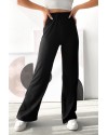 Siyah Bol Paça Bürümcük Palazzo Pantolon