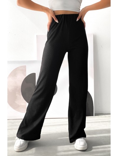 Siyah Bol Paça Bürümcük Palazzo Pantolon