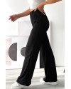 Siyah Bol Paça Bürümcük Palazzo Pantolon