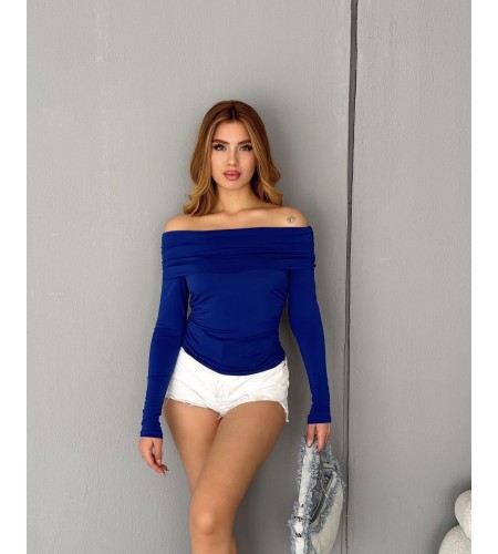 Madonna Yaka Lacivert Bluz