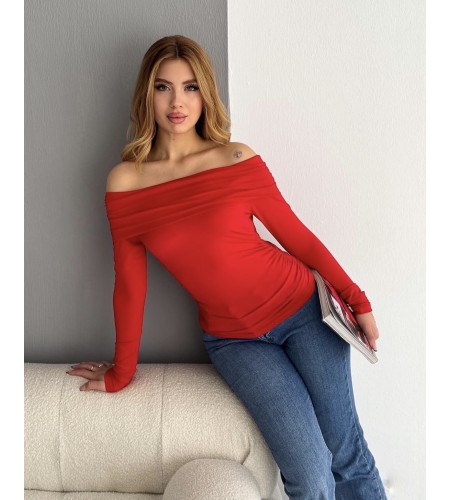 Madonna Yaka Kırmızı Bluz