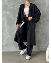 Siyah Kimono Bürümcük Uzun Takım Elbise