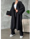 Siyah Kimono Bürümcük Uzun Takım Elbise