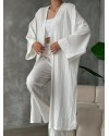 Beyaz Kimono Bürümcük Uzun Takım Elbise