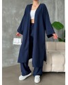 Lacivert Kimono Bürümcük Uzun Takım Elbise