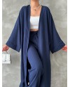 Lacivert Kimono Bürümcük Uzun Takım Elbise