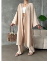 Bej Kimono Bürümcük Uzun Takım Elbise