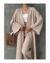 Bej Kimono Bürümcük Uzun Takım Elbise