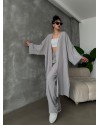 Gri Kimono Bürümcük Uzun Takım Elbise