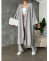 Gri Kimono Bürümcük Uzun Takım Elbise