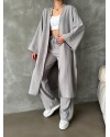 Gri Kimono Bürümcük Uzun Takım Elbise